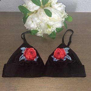 PINK Flower Embroidered Bralette